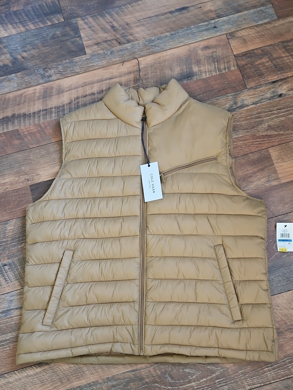 Cole Haan Men's Tan Quilted Packable Puffer Vest